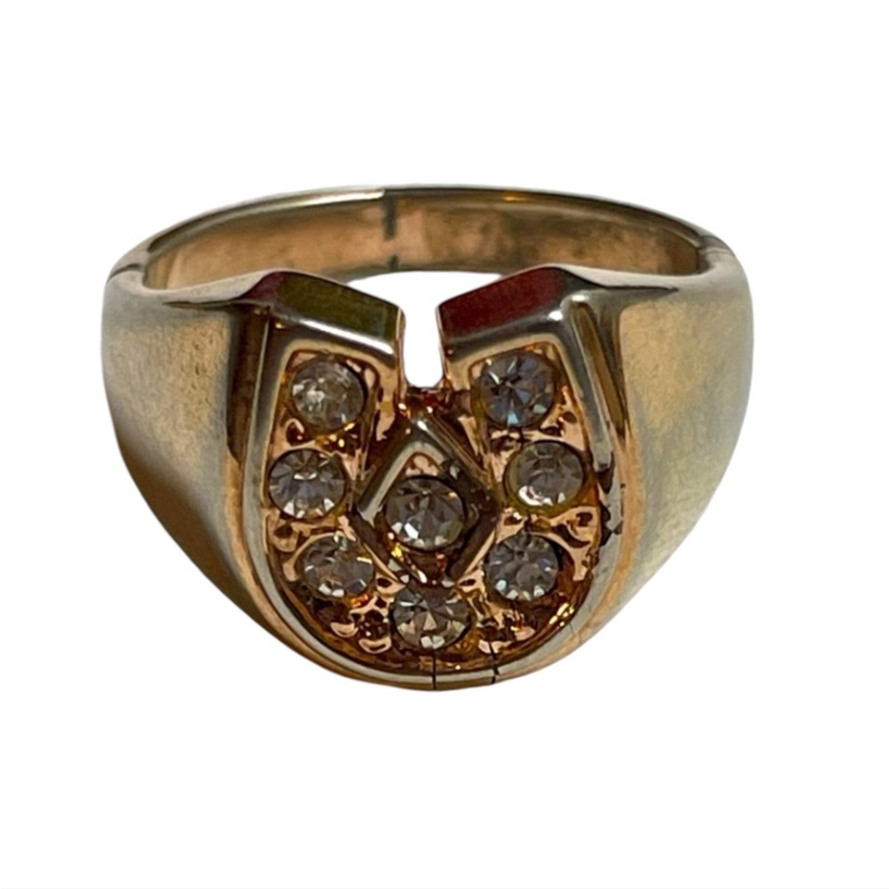 Faux gold and diamond horseshoe ring
